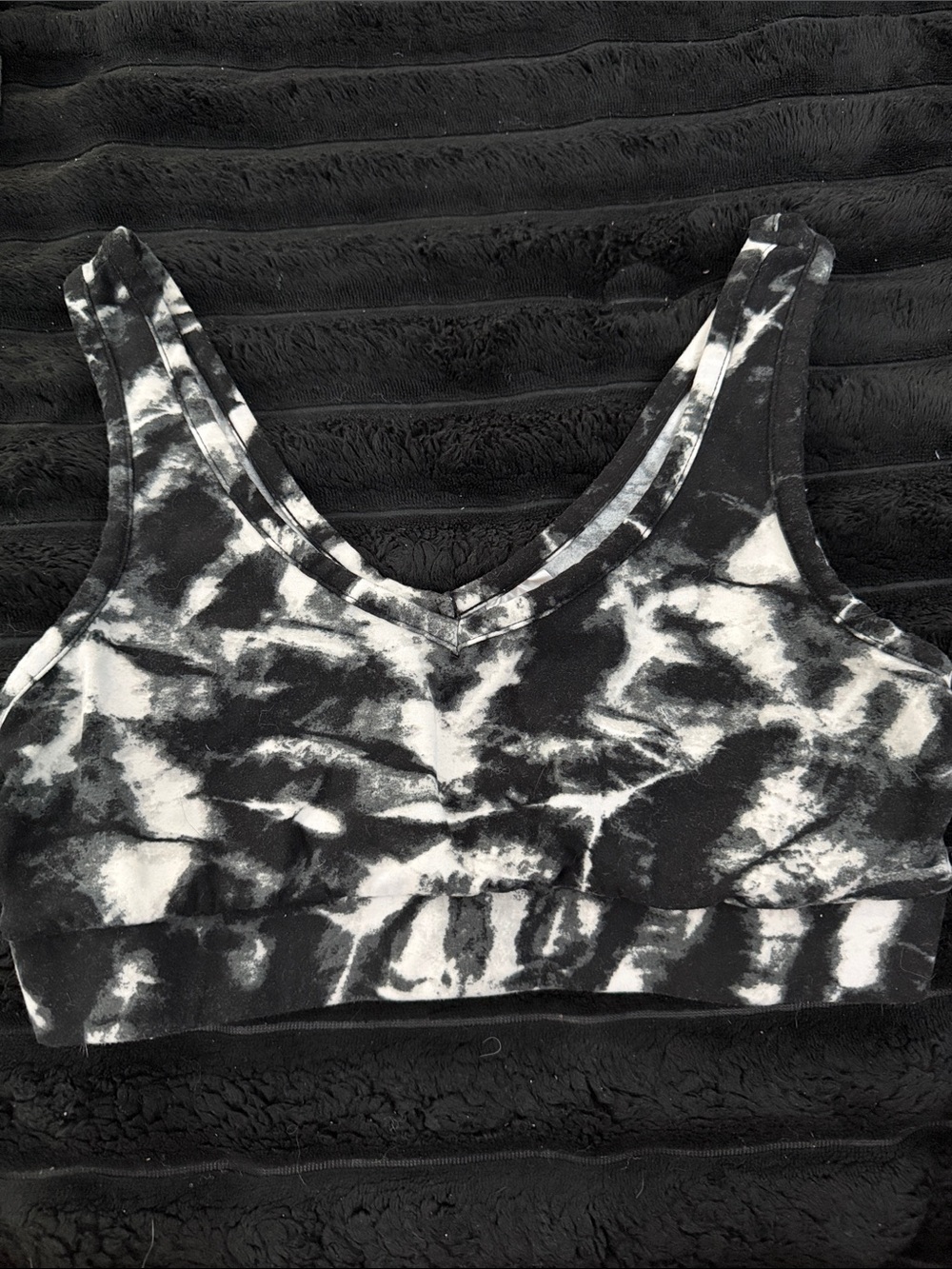No Boundaries Black and White Tie-Dye V-Neck Bodysuit Top